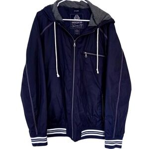 American Rag Mens Navy Blue Lightweight Hooded Jacket‎ XX Large